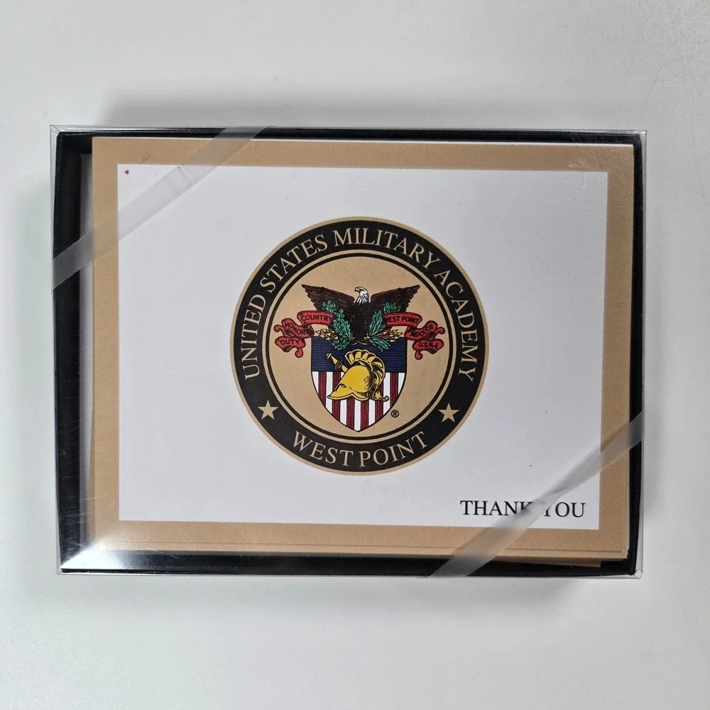 Overly West Point USMA 10 Thank You Cards & Envelope Gold Crest Stationery Set